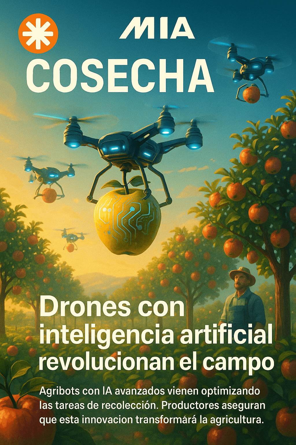 Robot agrícola con IA y drones afronta escasez de mano de obra rural
