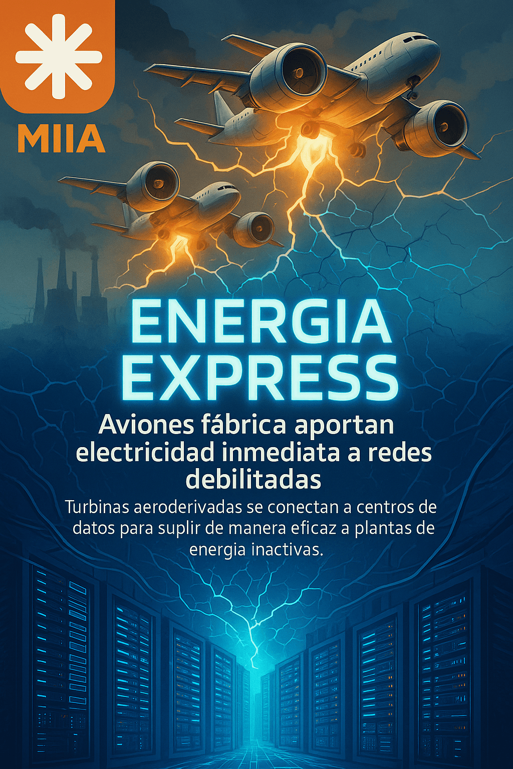 Reutilizan turbinas de avión para alimentar la demanda energética de IA